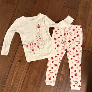 Carter's Cream and Red Candy Cane Pajama Set